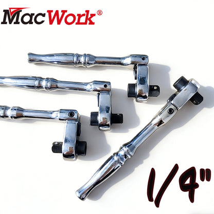 1/4 Ratchet Wrench, 2 In 1 Mini Ratchet - Socket And Bit Ratchet, 72 Teeth Reversible, 1/4 Ratchet Bent