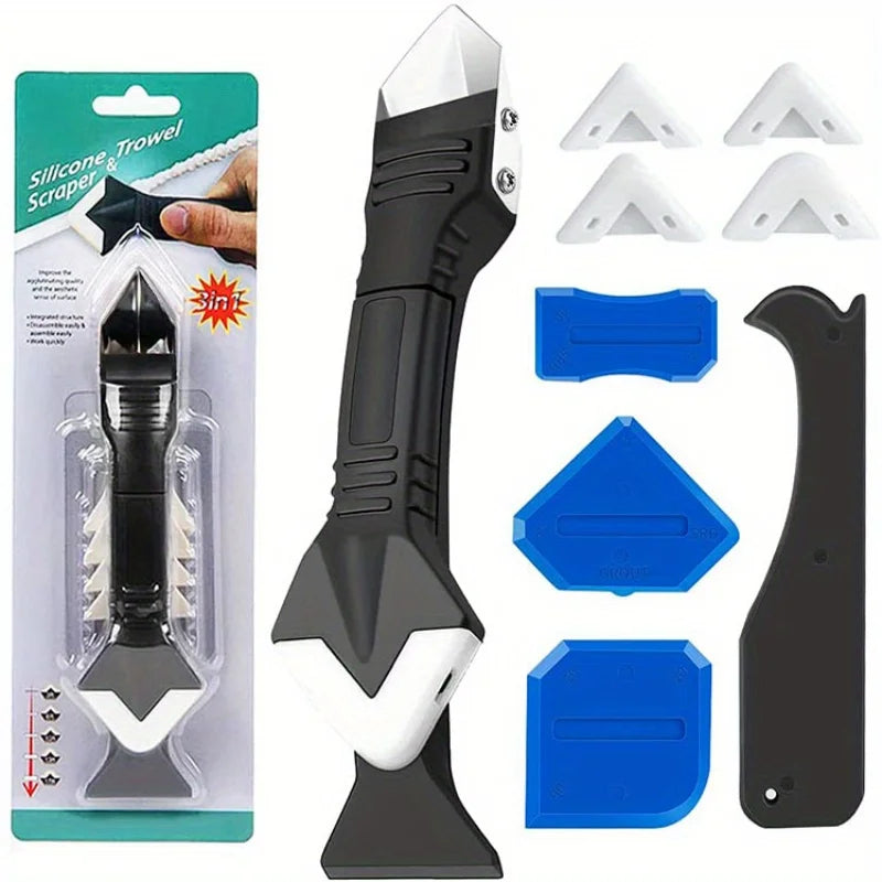 Silicone Caulking Tool | 5-in-1 Sealant Finishing Tool | Caulk Remover Glass Glue Angle Scraper for Bathroom, Kitchen, Floor