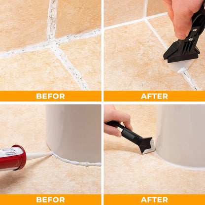 Silicone Caulking Tool | 5-in-1 Sealant Finishing Tool | Caulk Remover Glass Glue Angle Scraper for Bathroom, Kitchen, Floor