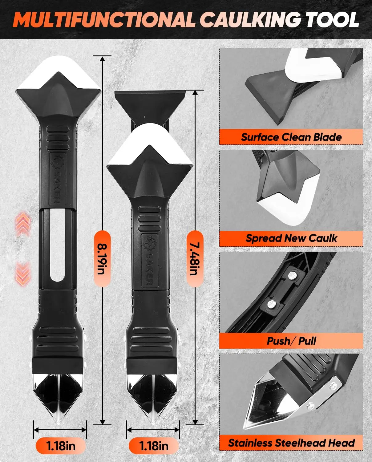 Silicone Caulking Tool | 5-in-1 Sealant Finishing Tool | Caulk Remover Glass Glue Angle Scraper for Bathroom, Kitchen, Floor
